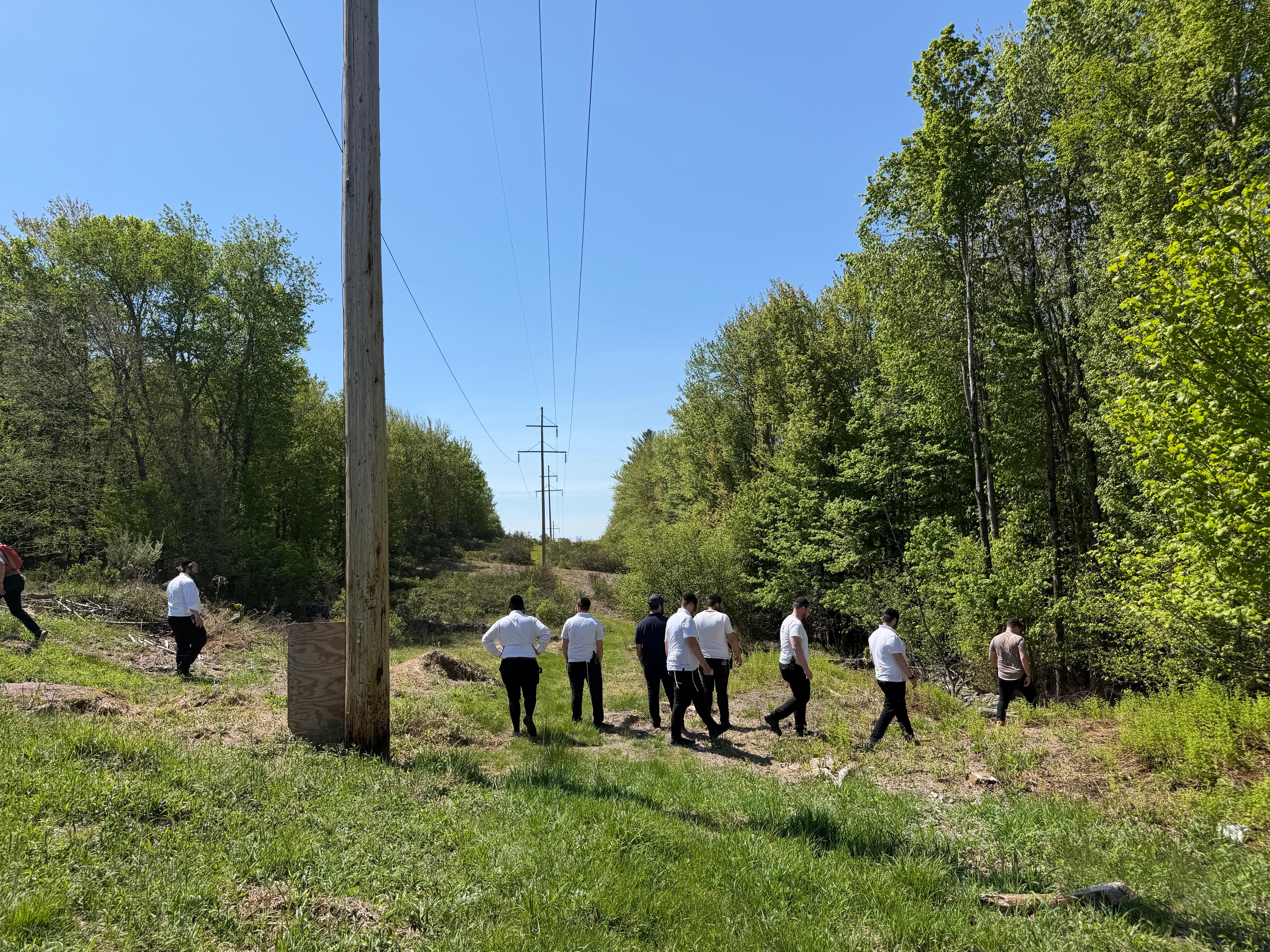 SAR search line moving through a powerline corridor in the Catskills