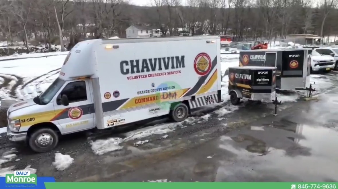 Drone shot of the KJ-500 Chavivim Orange County Command Center truck