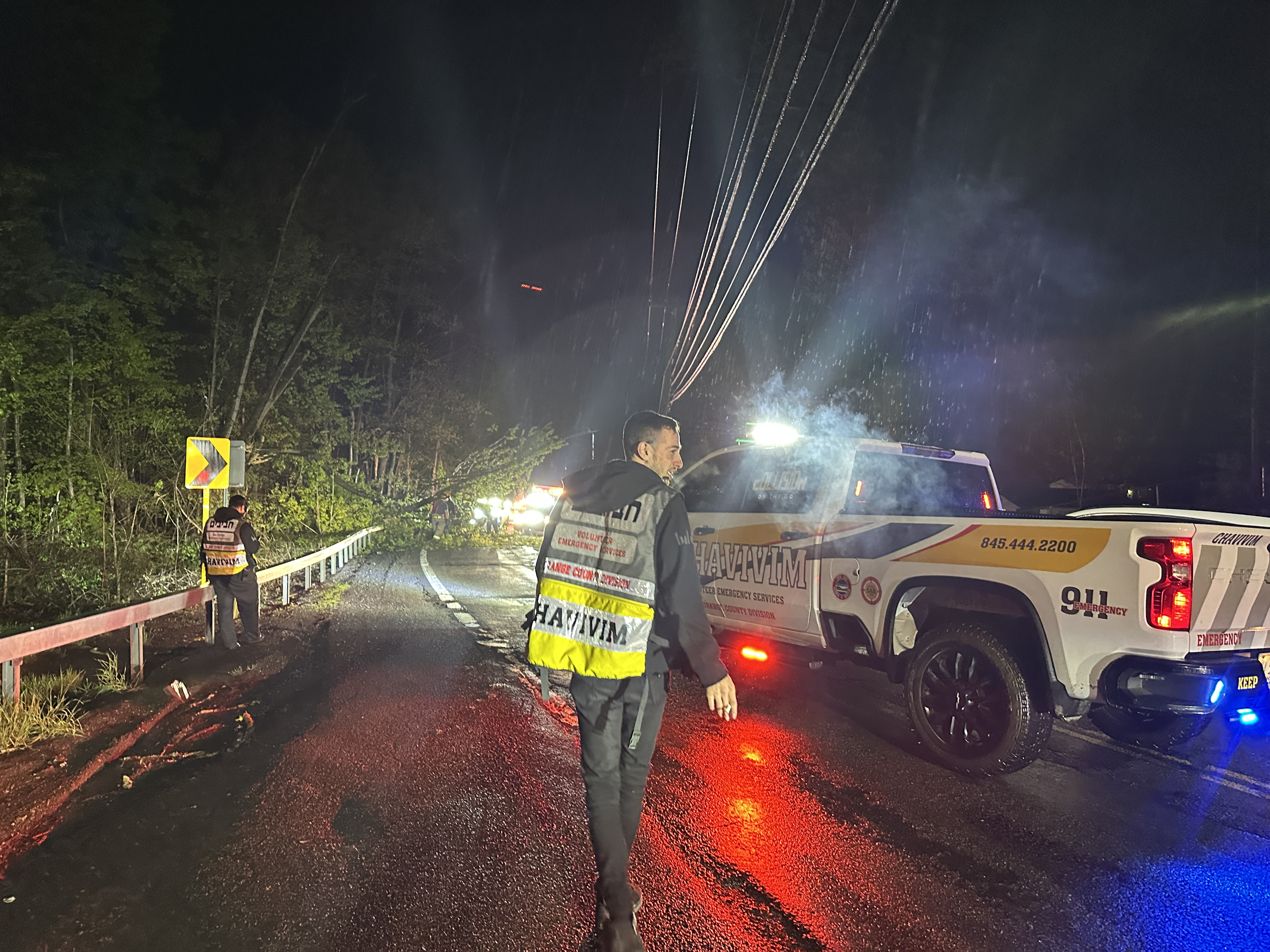 Multiple Trees Down Across Route 208 at Peddler Hill