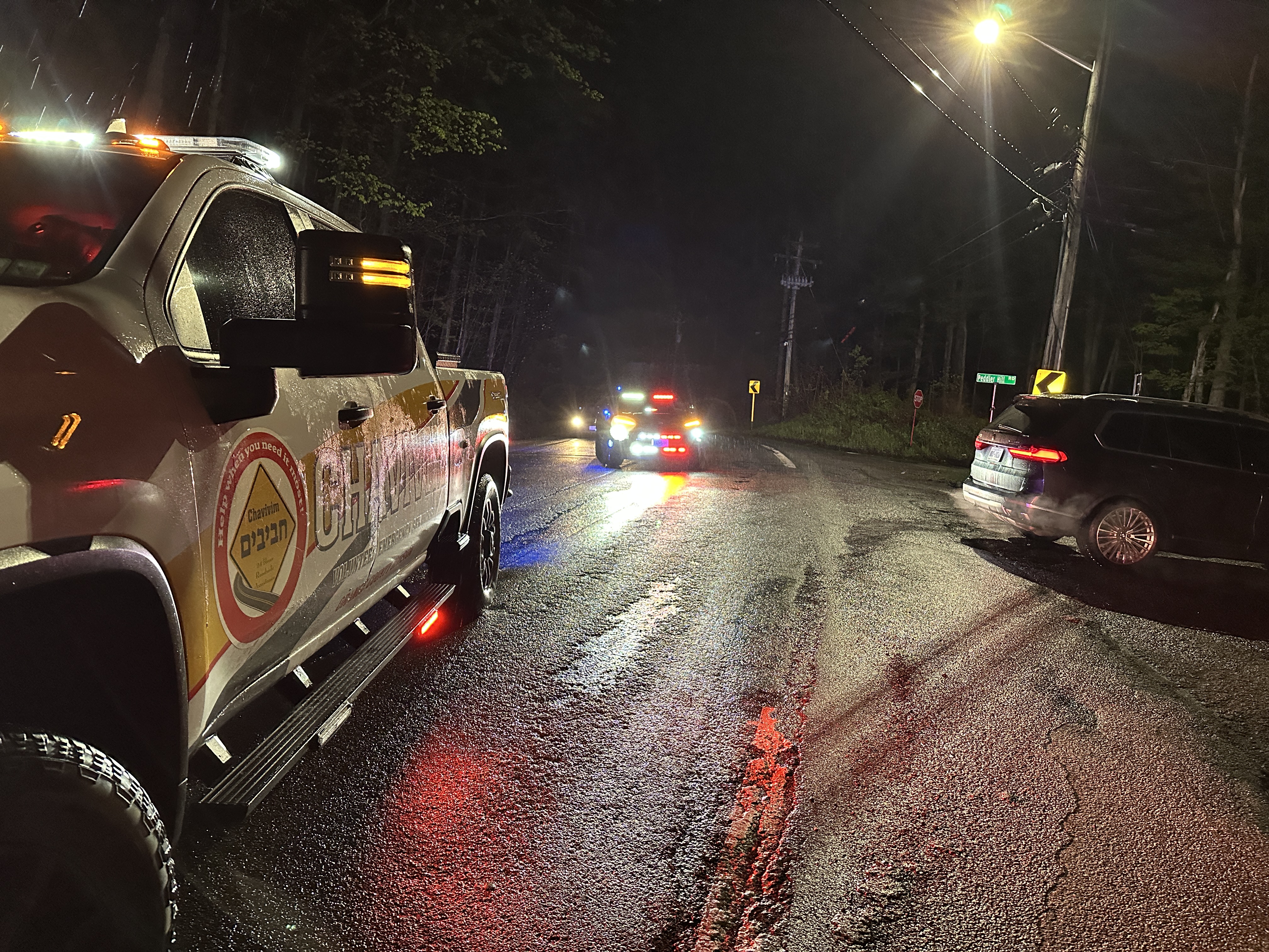 Orange County Chavivim recovery truck at the scene of a tree-down call on Route 208