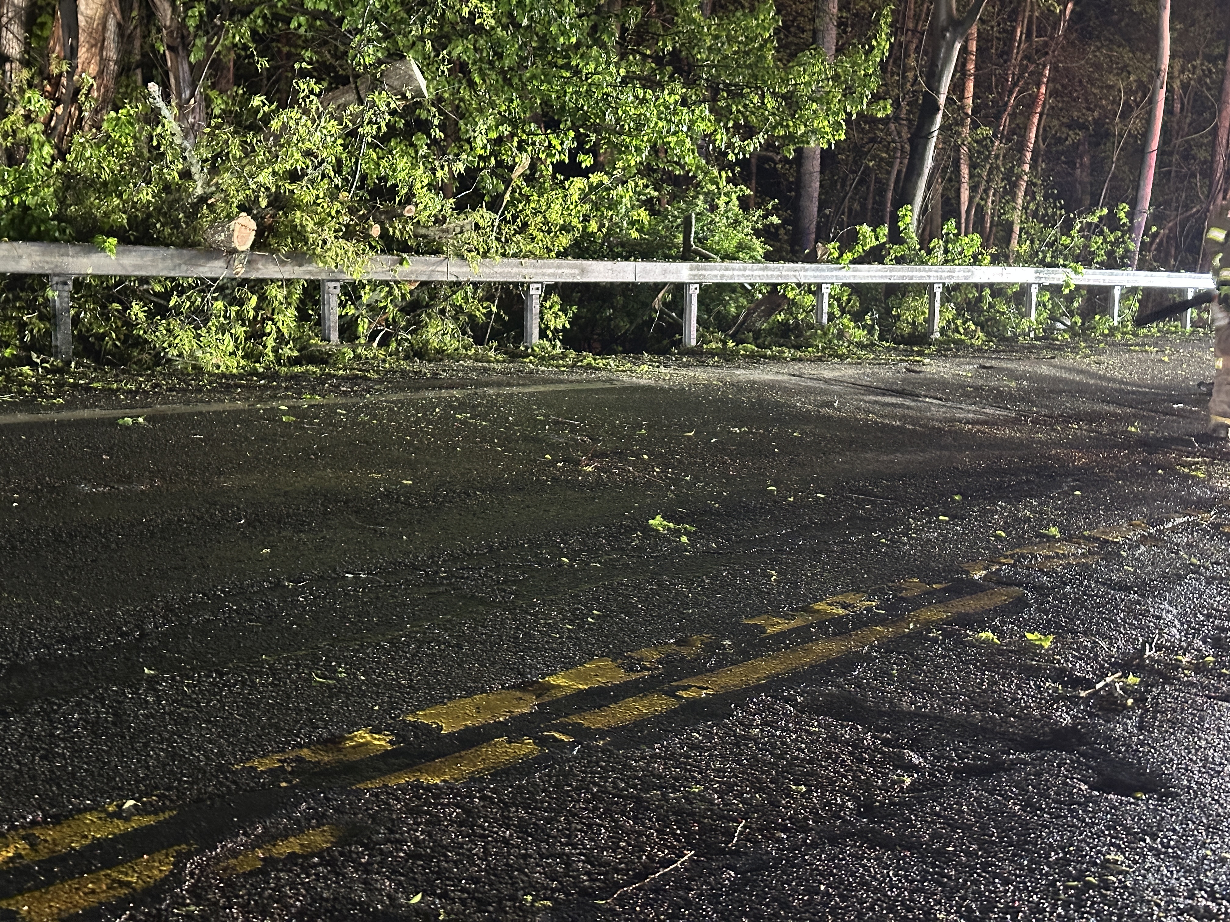 Route 208 cleared and reopened after Orange County Chavivim, South Blooming Grove FD, and South Blooming Grove PD removed multiple downed trees